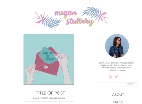megan stulberg illustrator and blogger website screencap